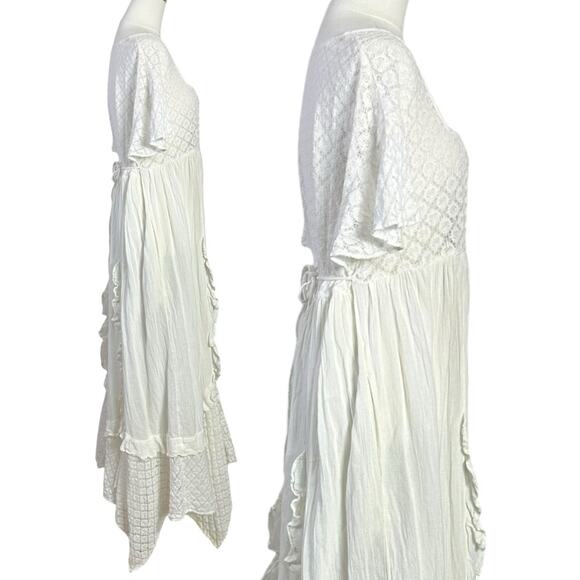 Free People Ethereal Bohemian Cottage Bring The Romance Maxi Dress White Medium - Picture 10 of 14